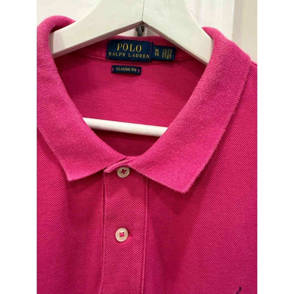 Polo Ralph Lauren Mens XL Classic Fit Pink Cotton Pique Short Sleeve Polo‎ Shirt